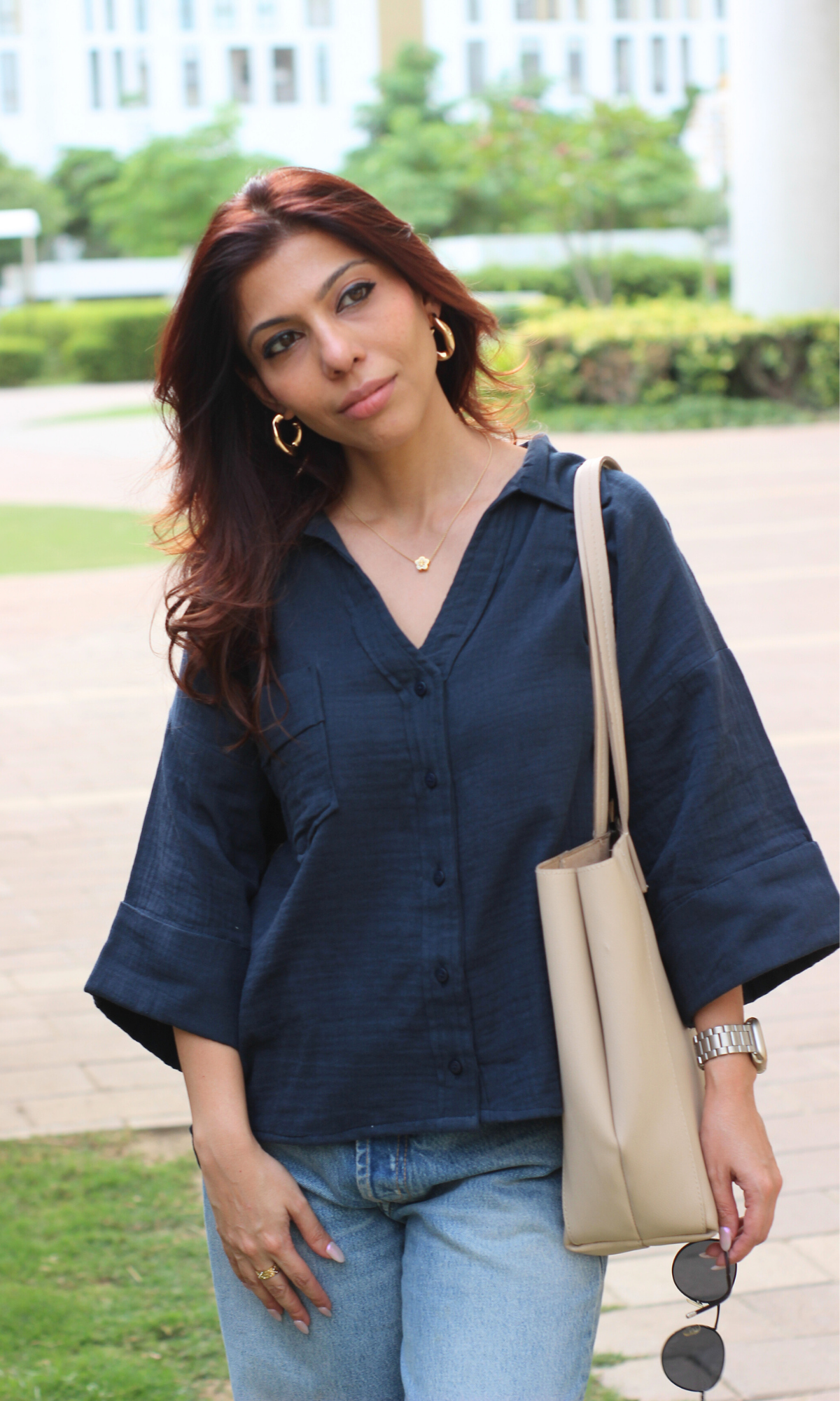 Royal Blue Cotton Textured Shirt