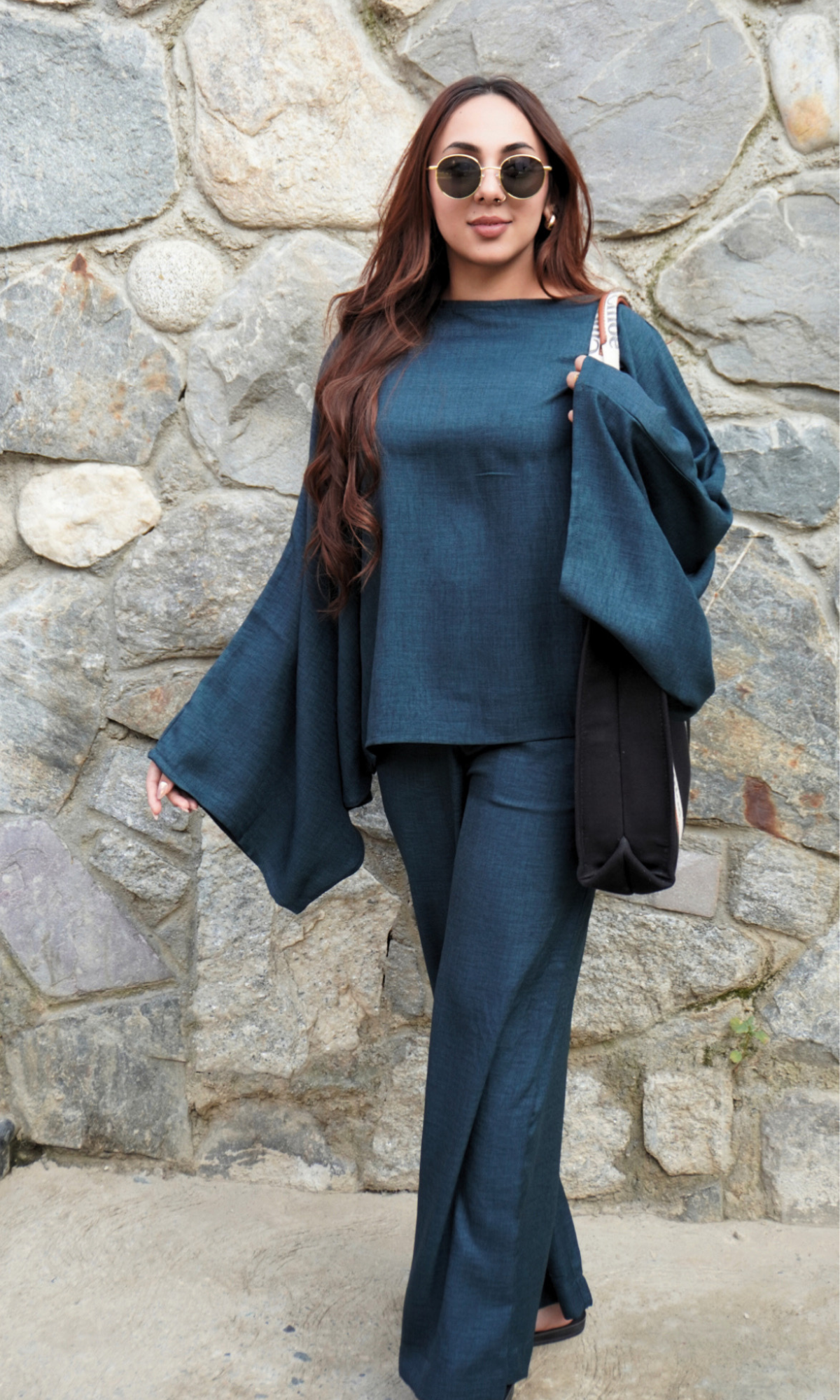 Green Batwing Sleeve Top and Pants Co-ord