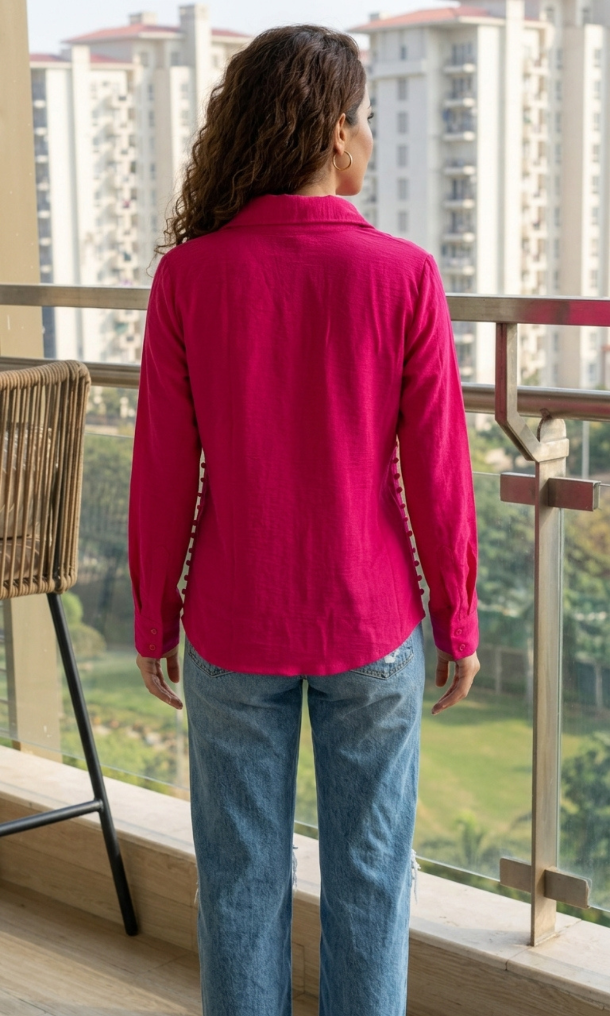 Pink Side-Buttoned Shirt