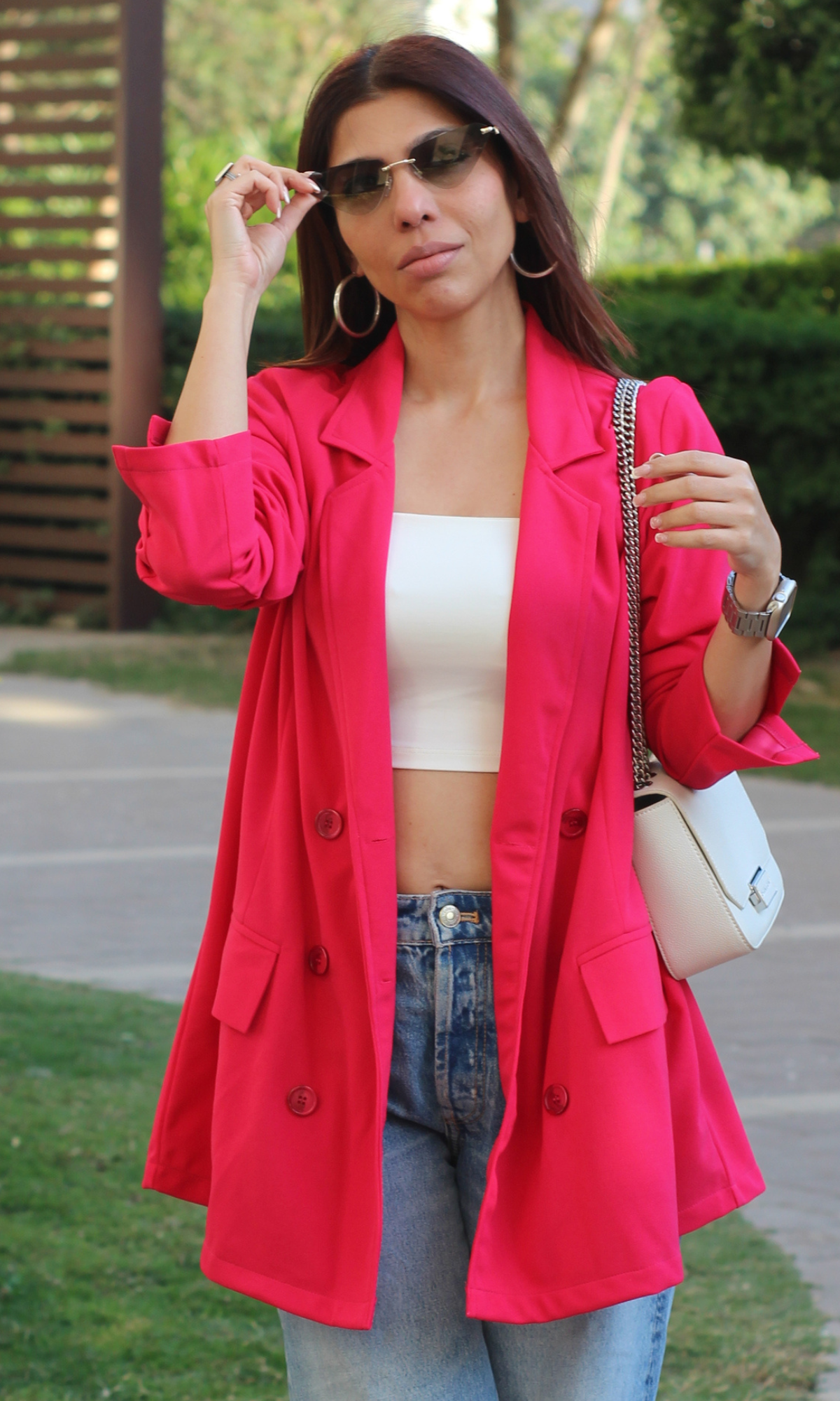 Hot Pink Double Breasted Blazer Jacket