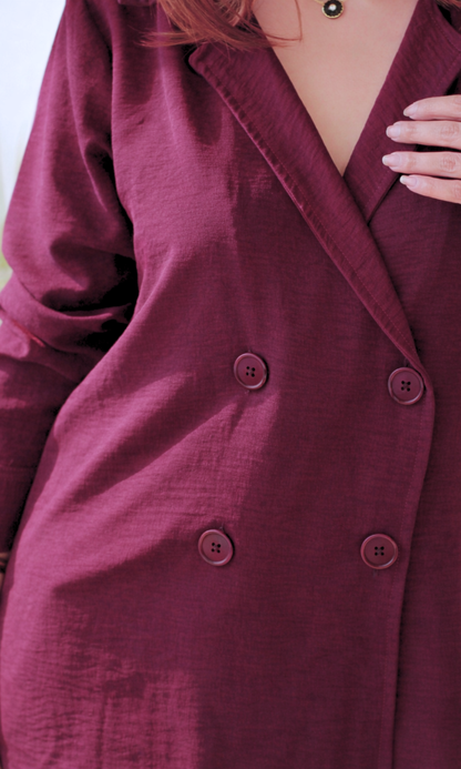 Wine Flowing Double Breasted Shirt