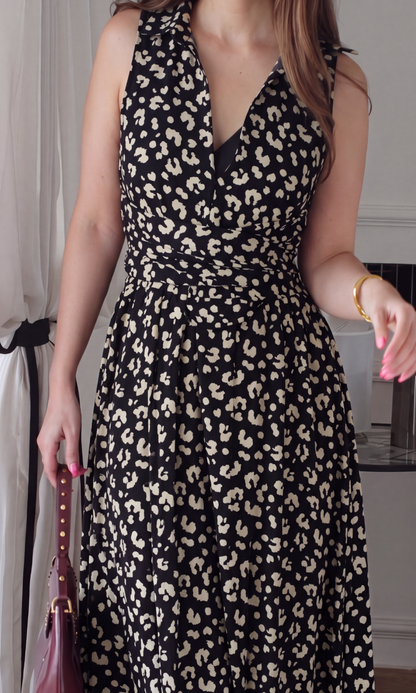 Leopard Print Handkerchief Hem Midi Dress