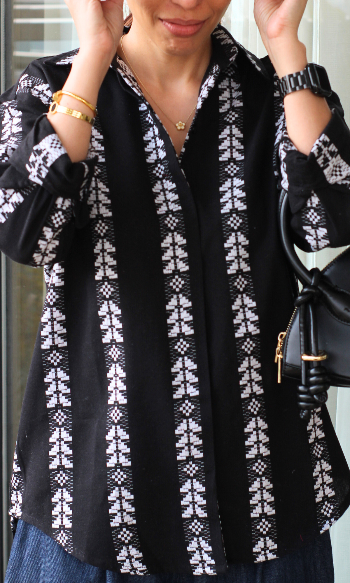 Onyx Weave Cotton Oversize Shirt