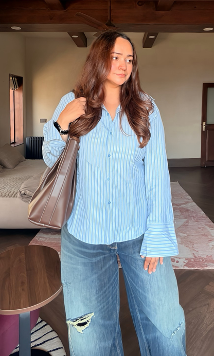 Sky Pinstripe Structured Shirt