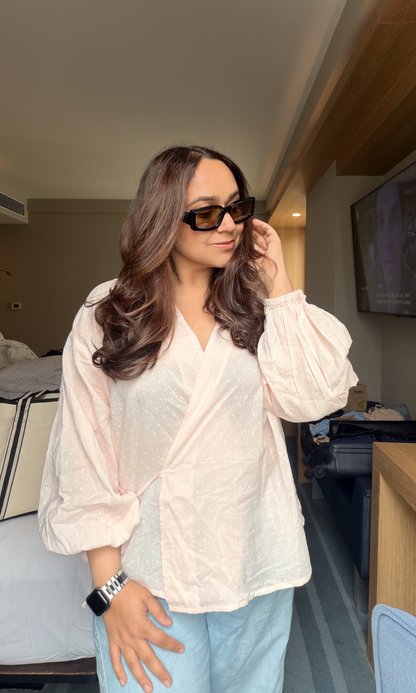 Blush Dobby Wrap Top