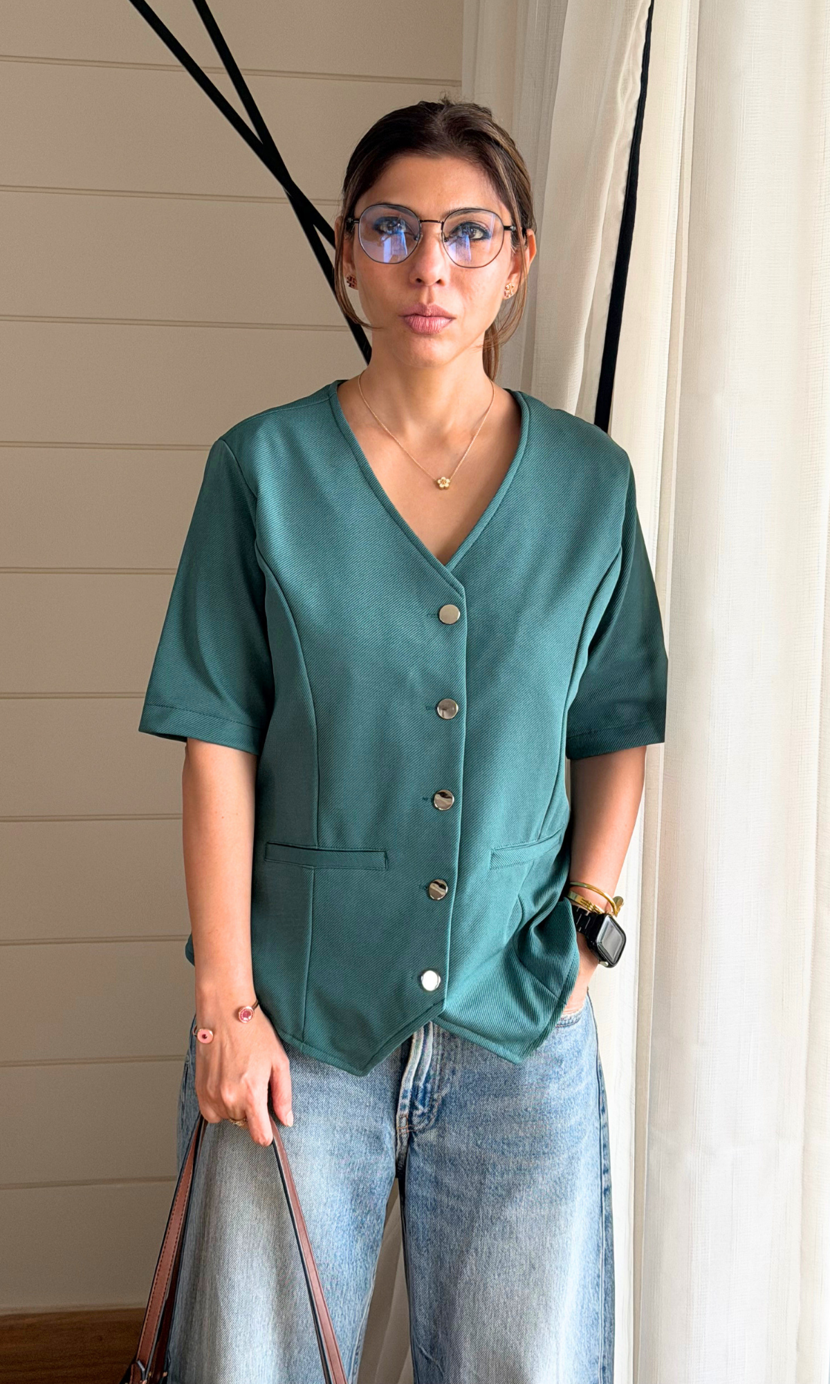 Forest Green Twill Buttoned Waistcoat