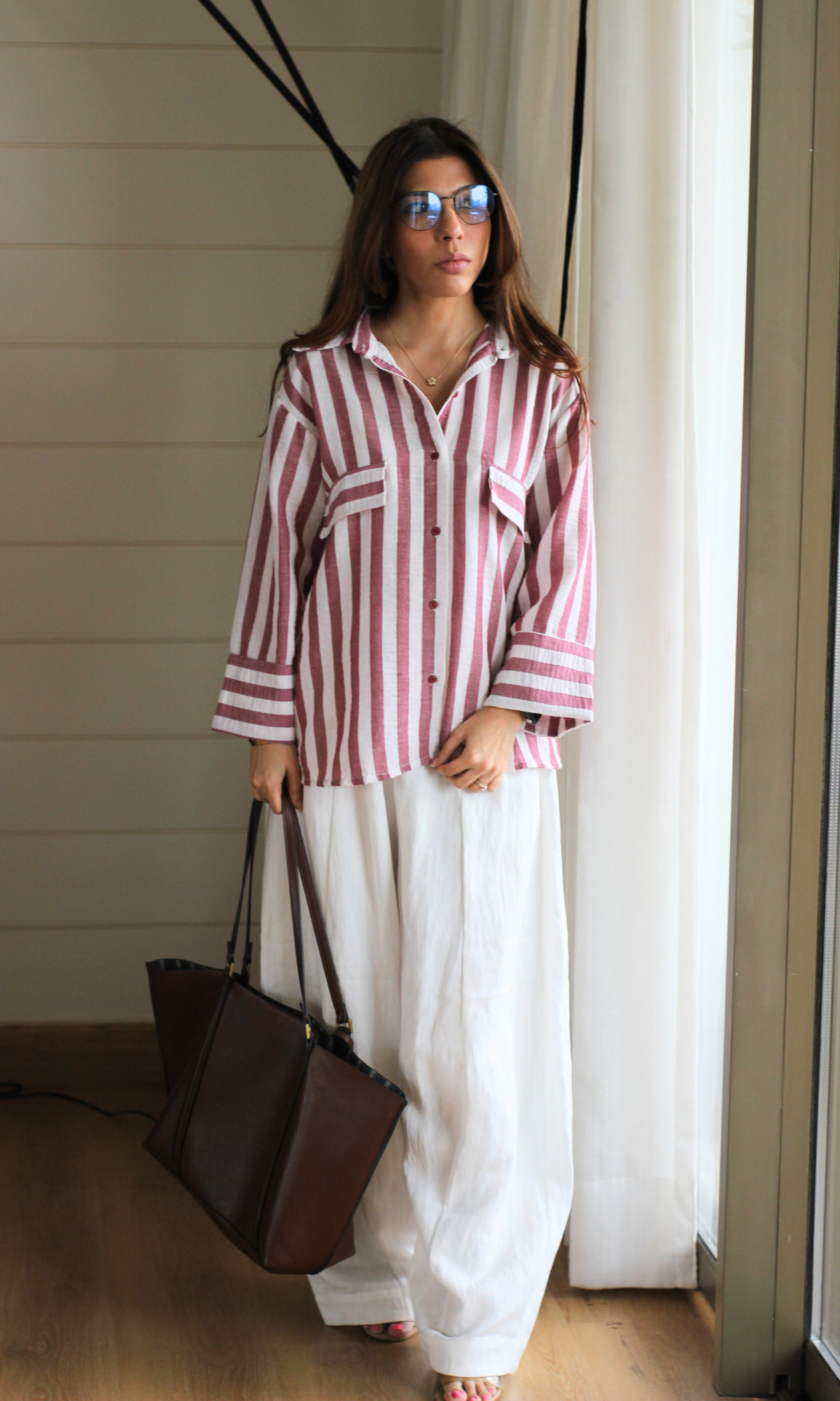 Burgundy Stripe Utility Shirt