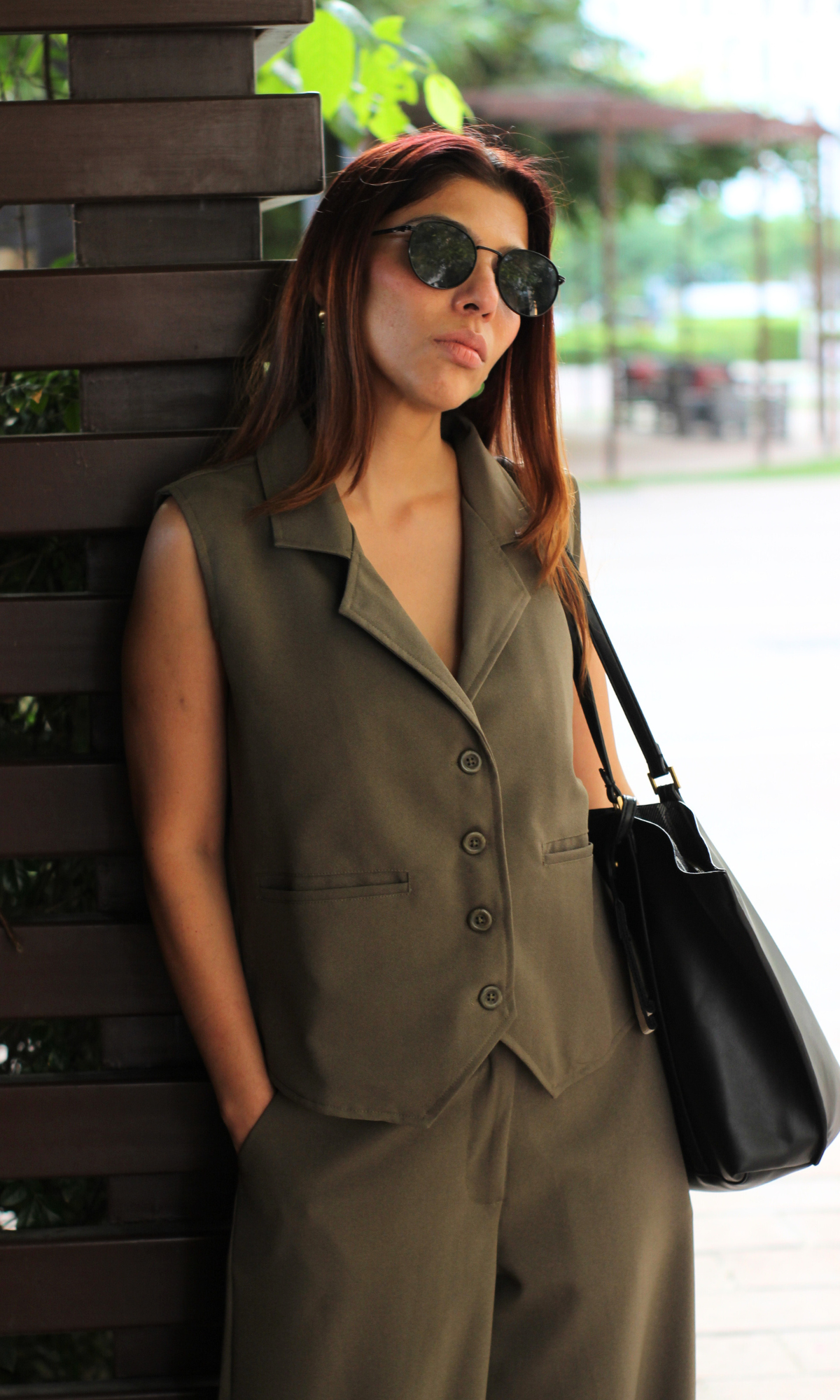 Matte Olive Waist Coat and Pants