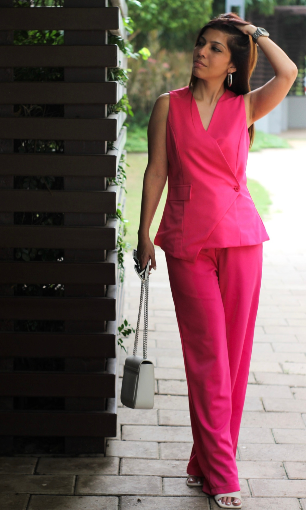 Fuchsia Pink Side Waist Coat and Pants