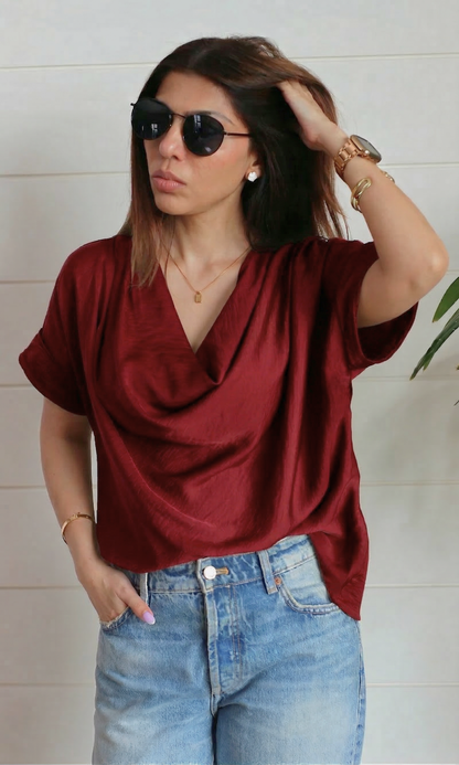 Maroon Mist Cowl Neck Top