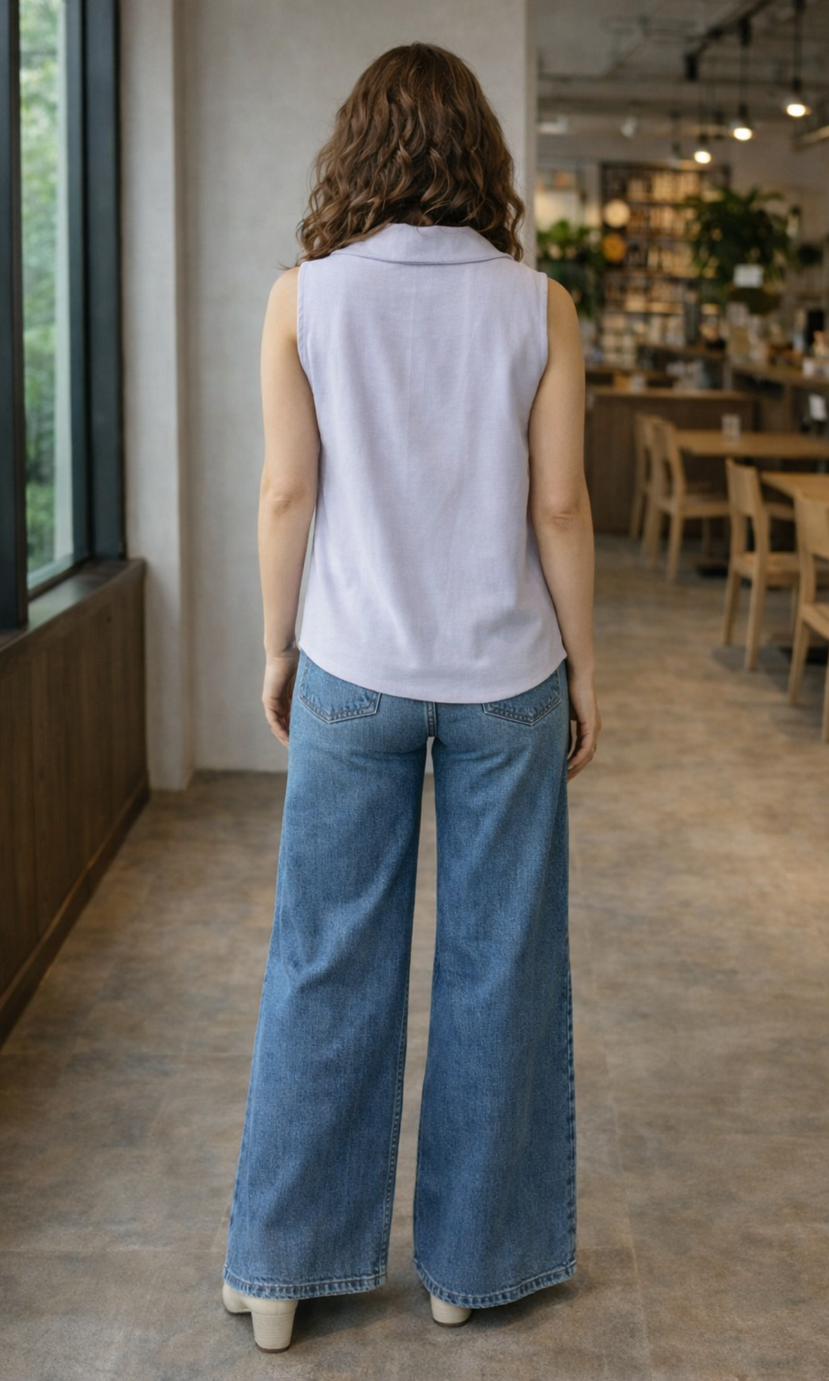 Light Lavender Collared Cowl Neck Top