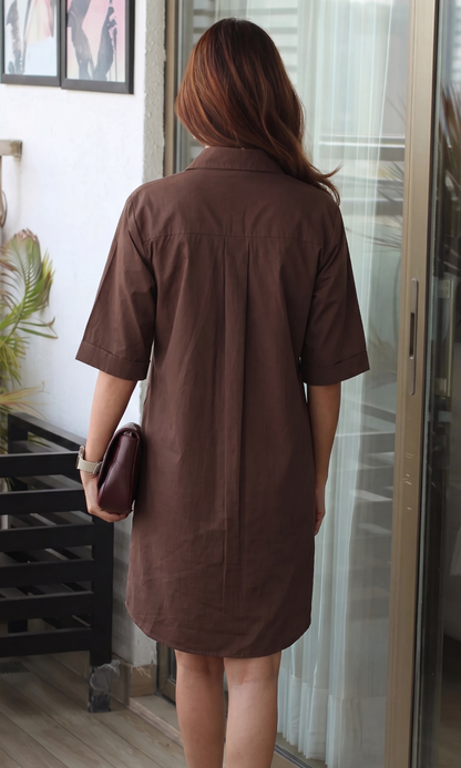 Chocolate Utility Shirt Dress