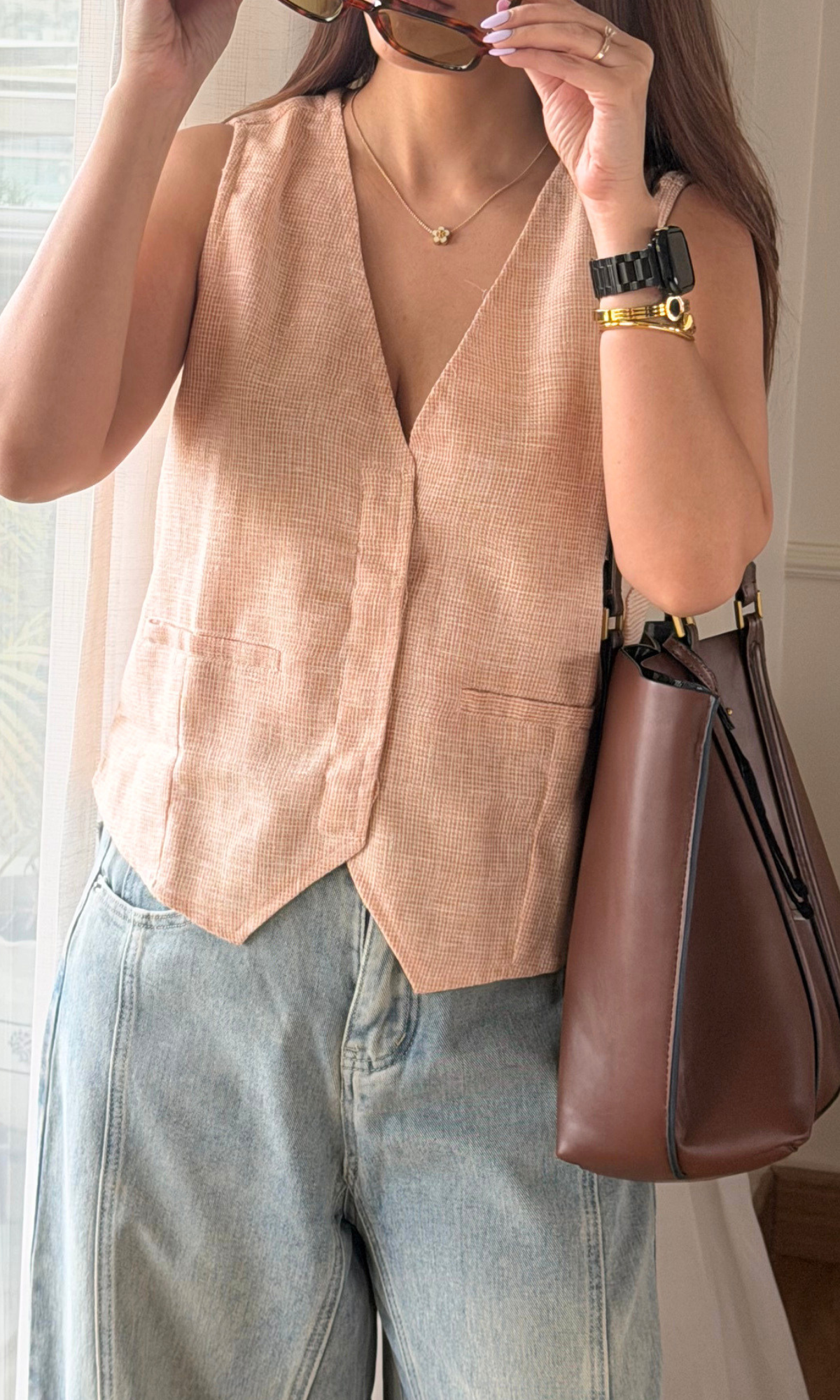 Light Orange Textured Waistcoat