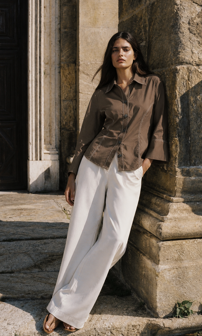 Espresso Twist Waist Shirt