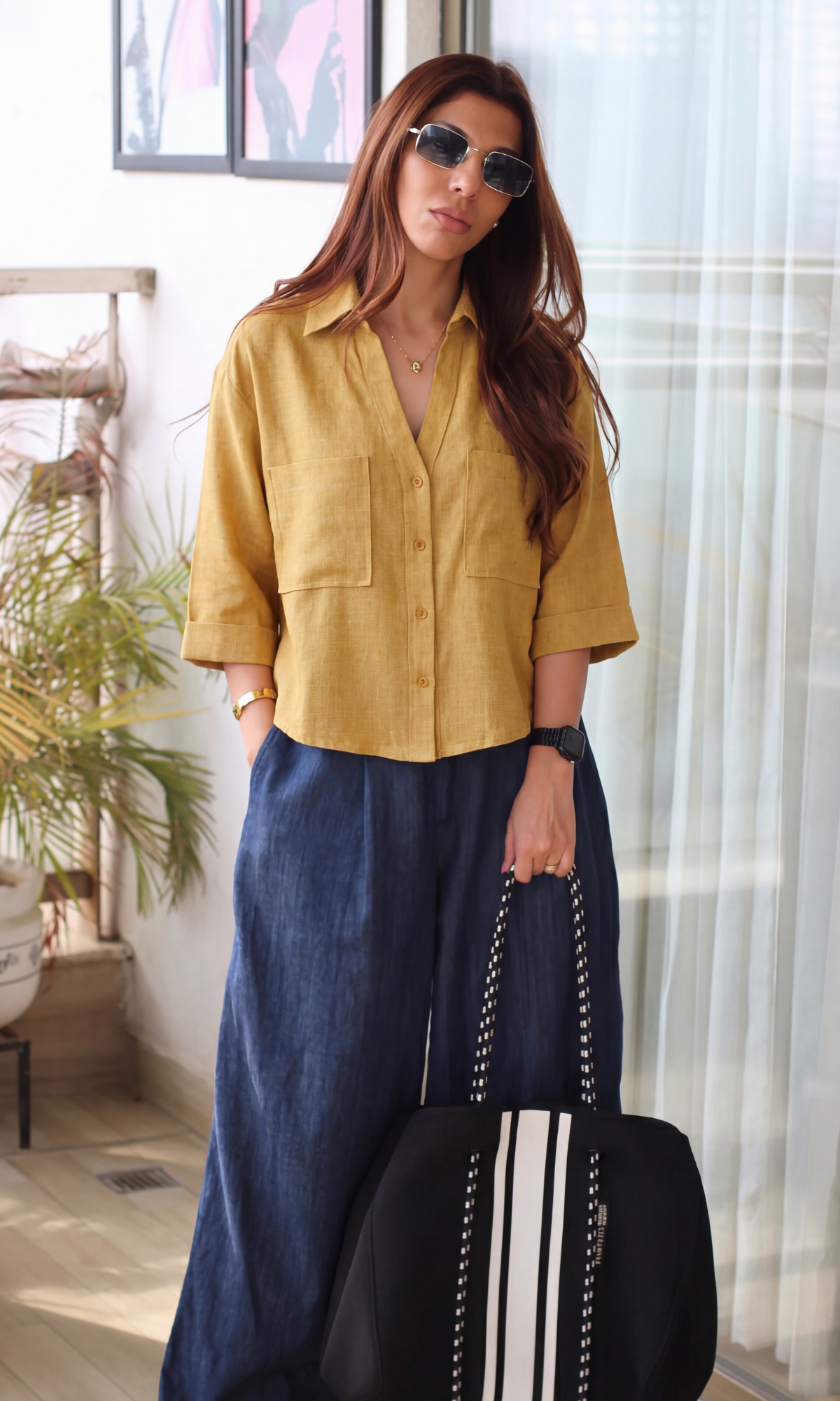 Camel Weave Cropped Shirt