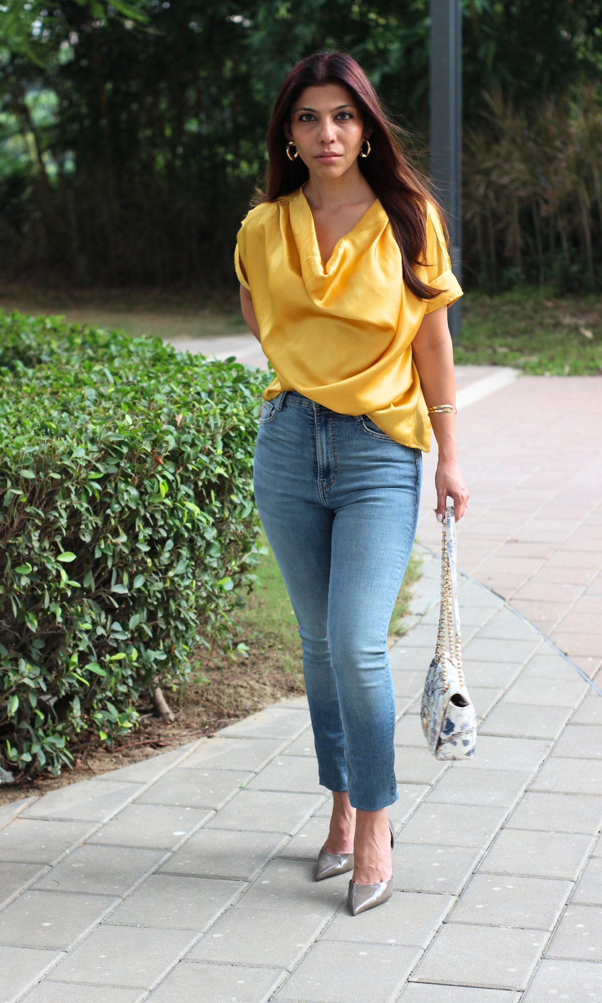 Deep Yellow Cowl Neck Top