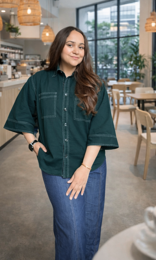 Thread Detail Deep Green Shirt