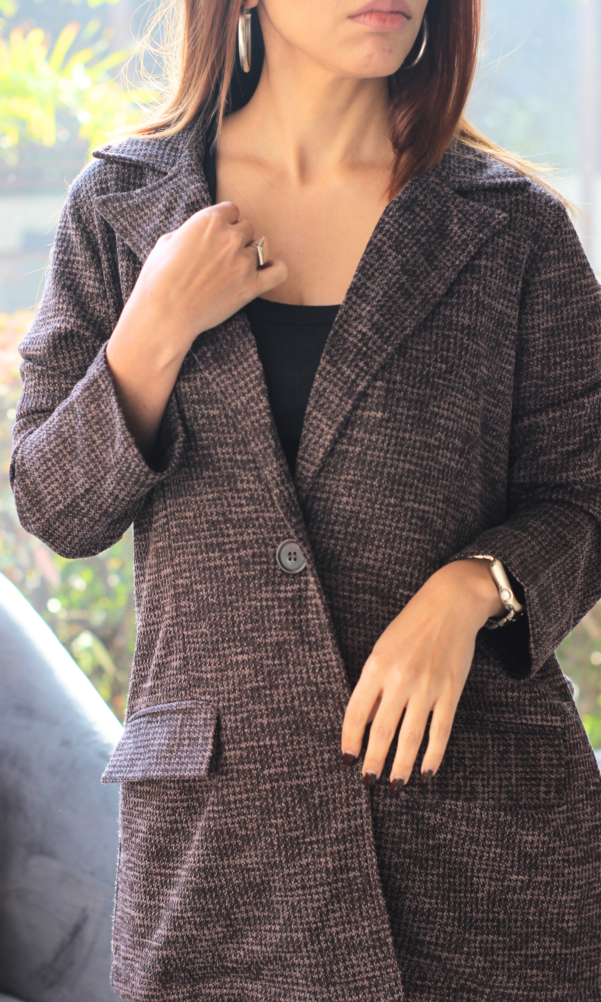 Brown Textured Weave Jacket