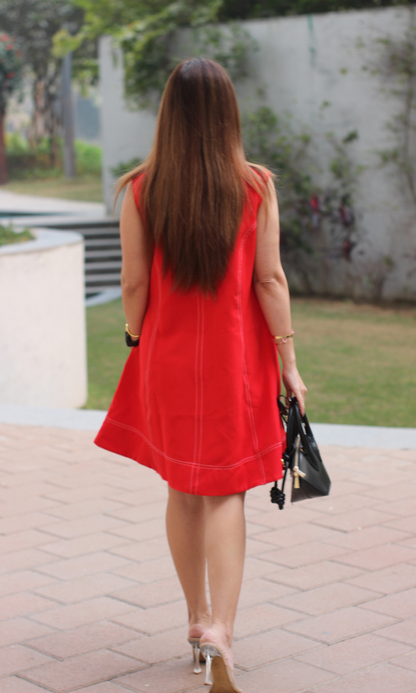 Red Stitch A-Line Dress