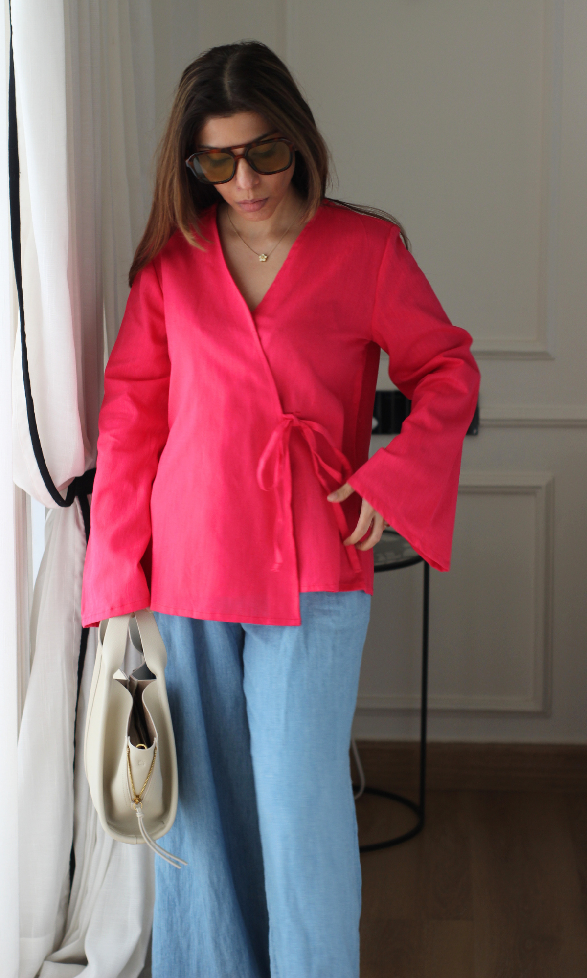 Fuchsia Cotton Kimono Top