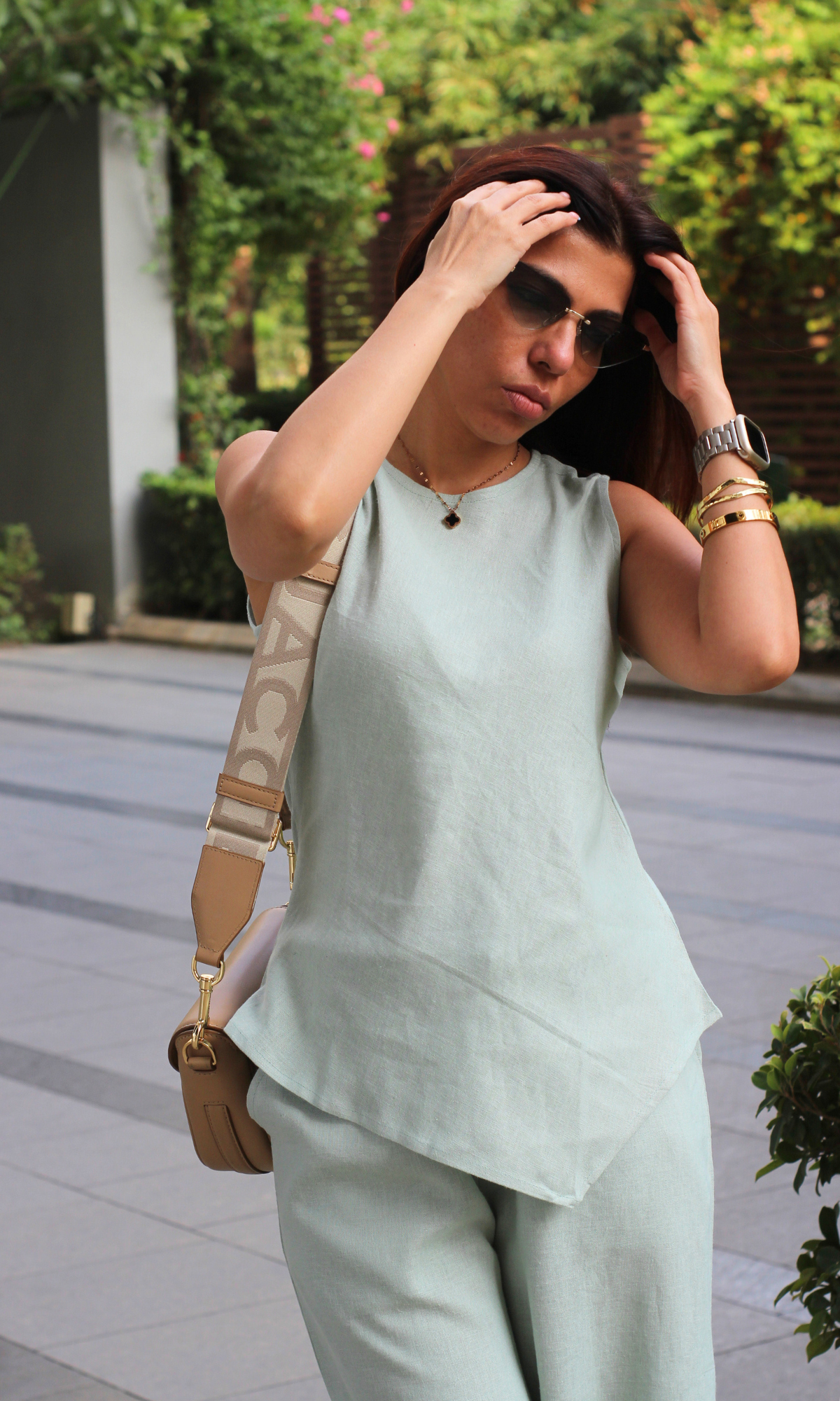 Linen Green Asymmetrical Co-ord