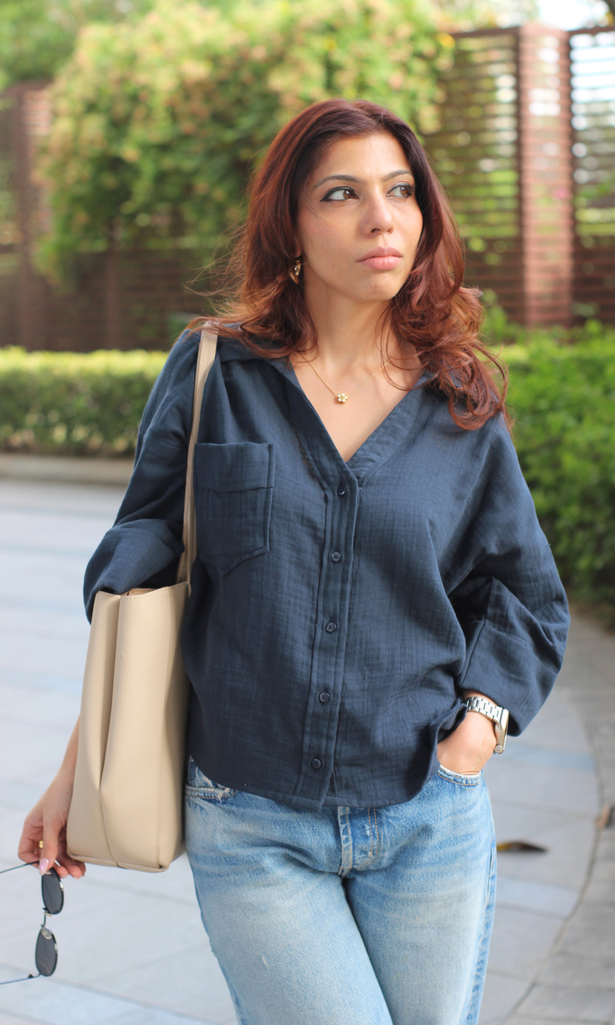 Royal Blue Cotton Textured Shirt