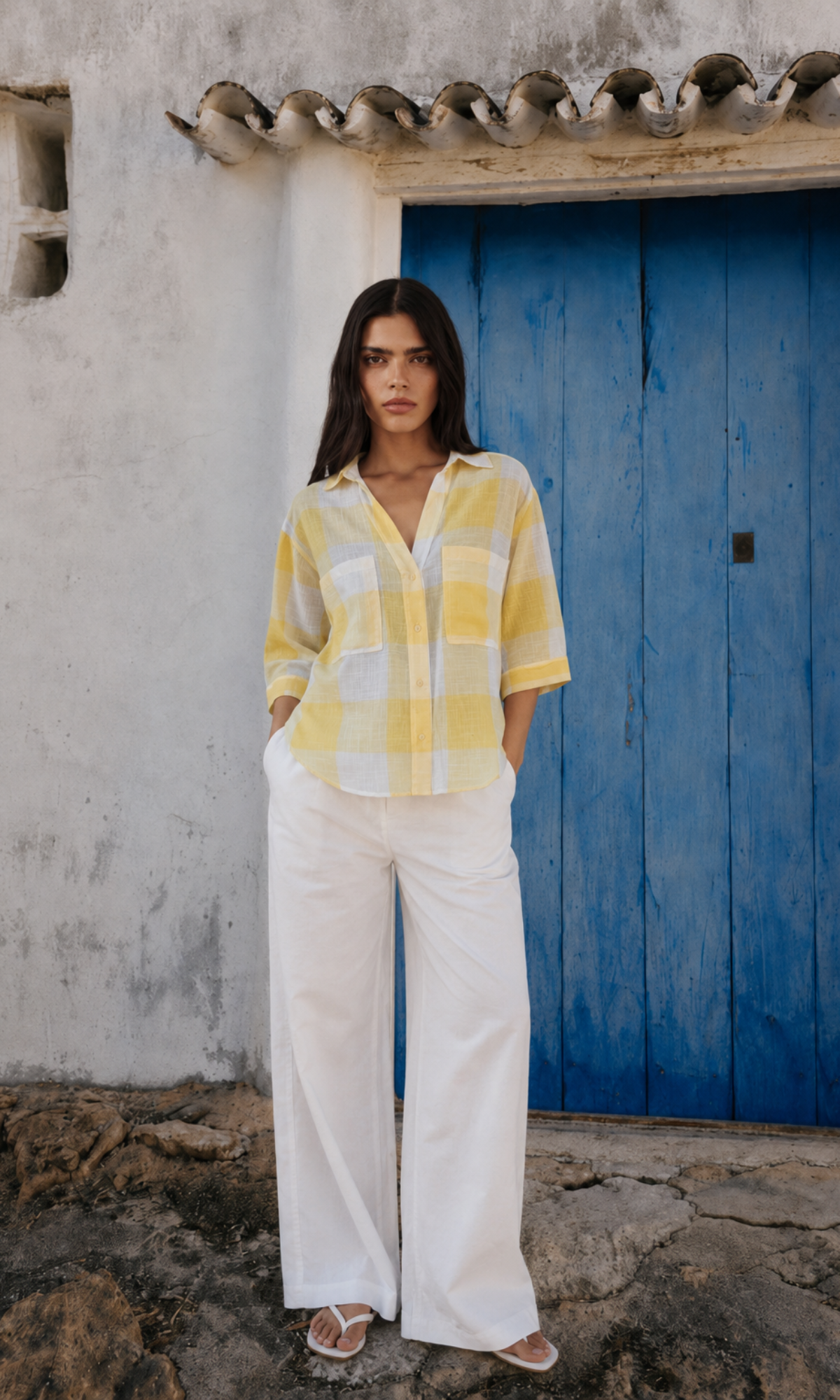 Citrine Check Loose Shirt