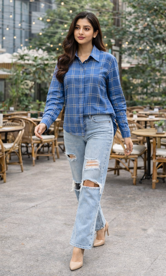 English Blue Checked Shirt