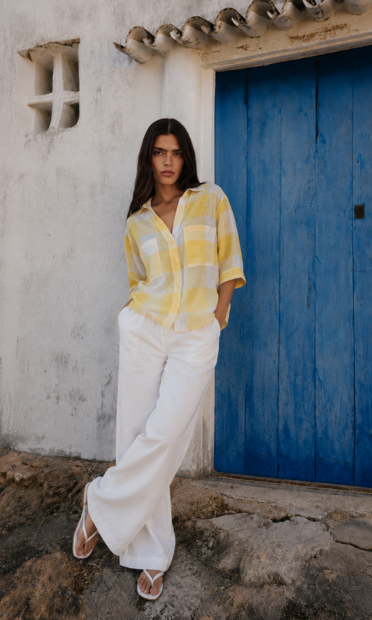 Citrine Check Loose Shirt