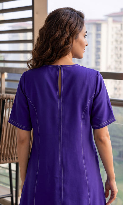 Purple Contrast Stitch Dress