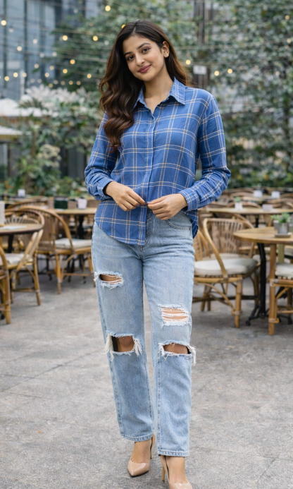 English Blue Checked Shirt