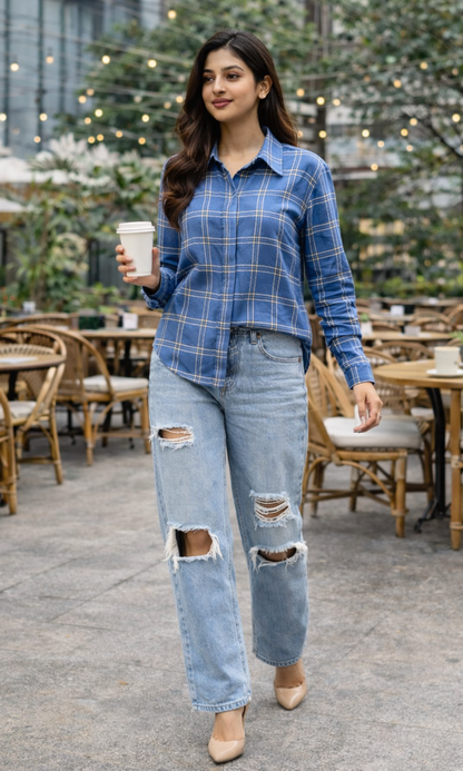 English Blue Checked Shirt