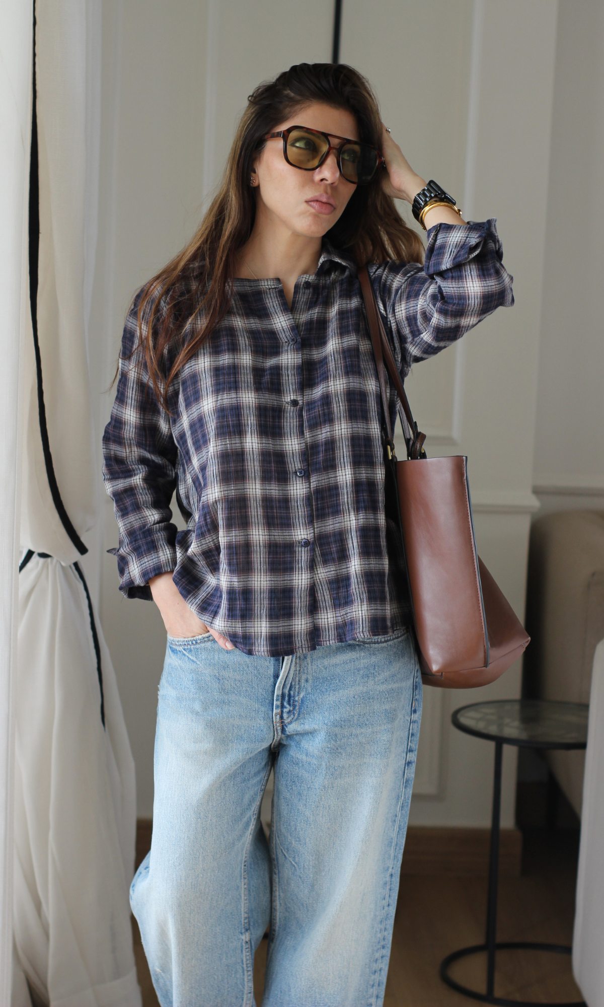 Grey Multi-Check Box Shirt
