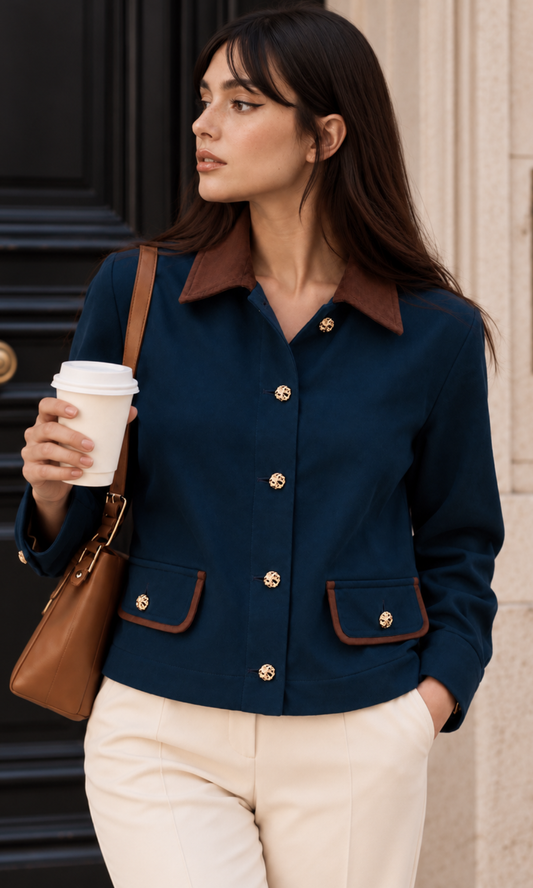 Teal Colour-Block Overshirt