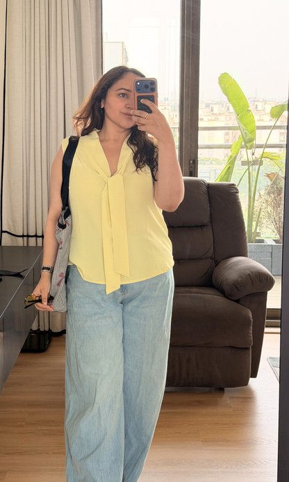 Butter Yellow Tie-Detail Top