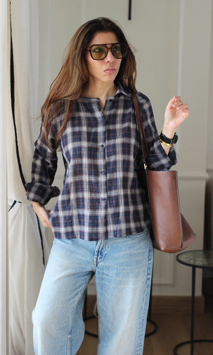 Grey Multi-Check Box Shirt