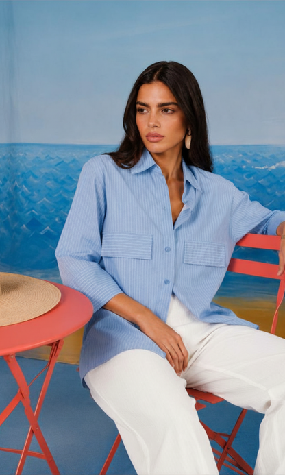 Sky Blue Stripe Utility Shirt