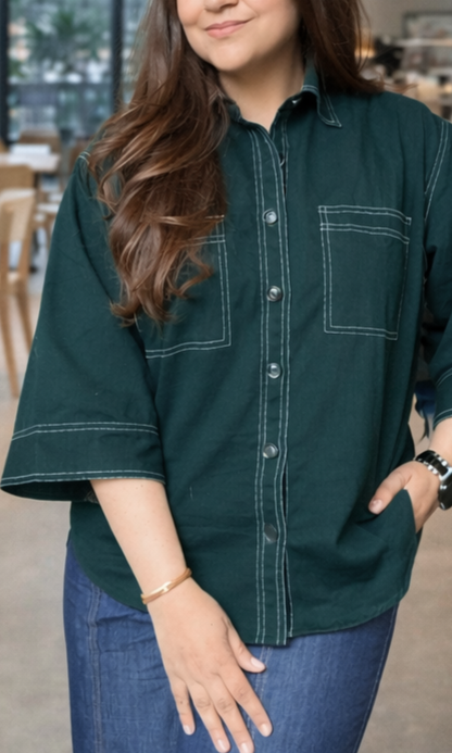Thread Detail Deep Green Shirt