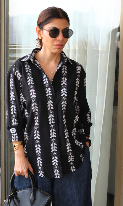 Onyx Weave Cotton Oversize Shirt