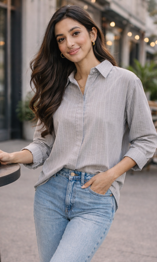 Sand Striped Cotton Shirt