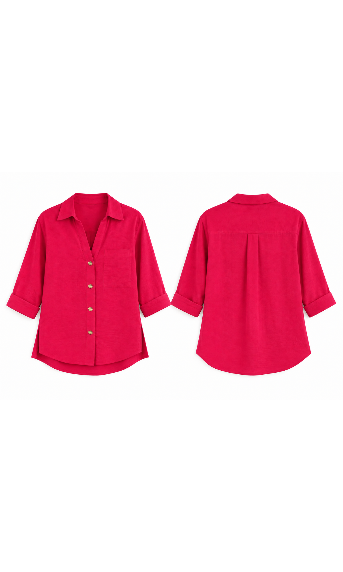 Fuchsia Metallic-Button Boxy Shirt