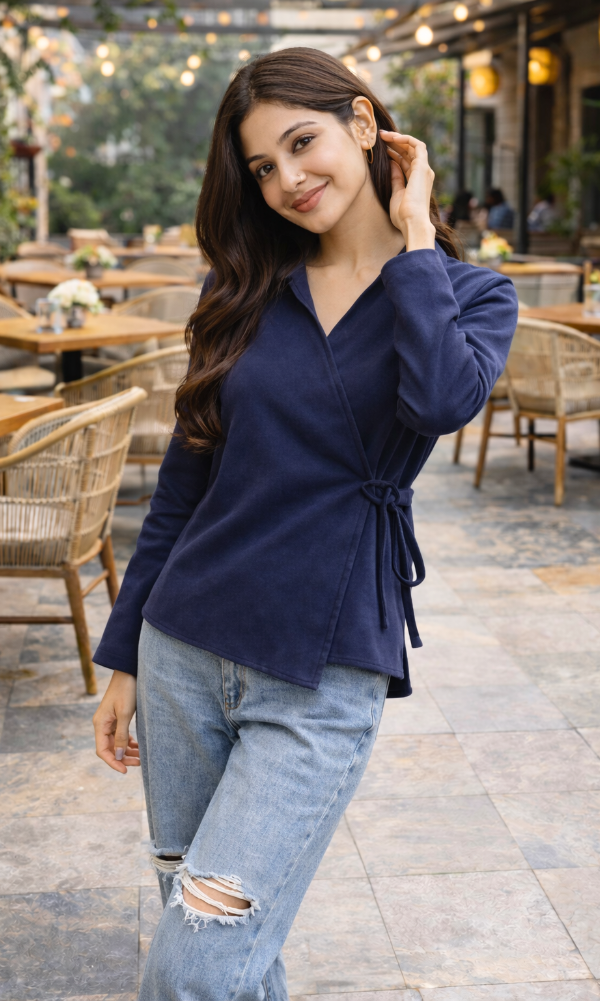 Blue Suede Kimono Top