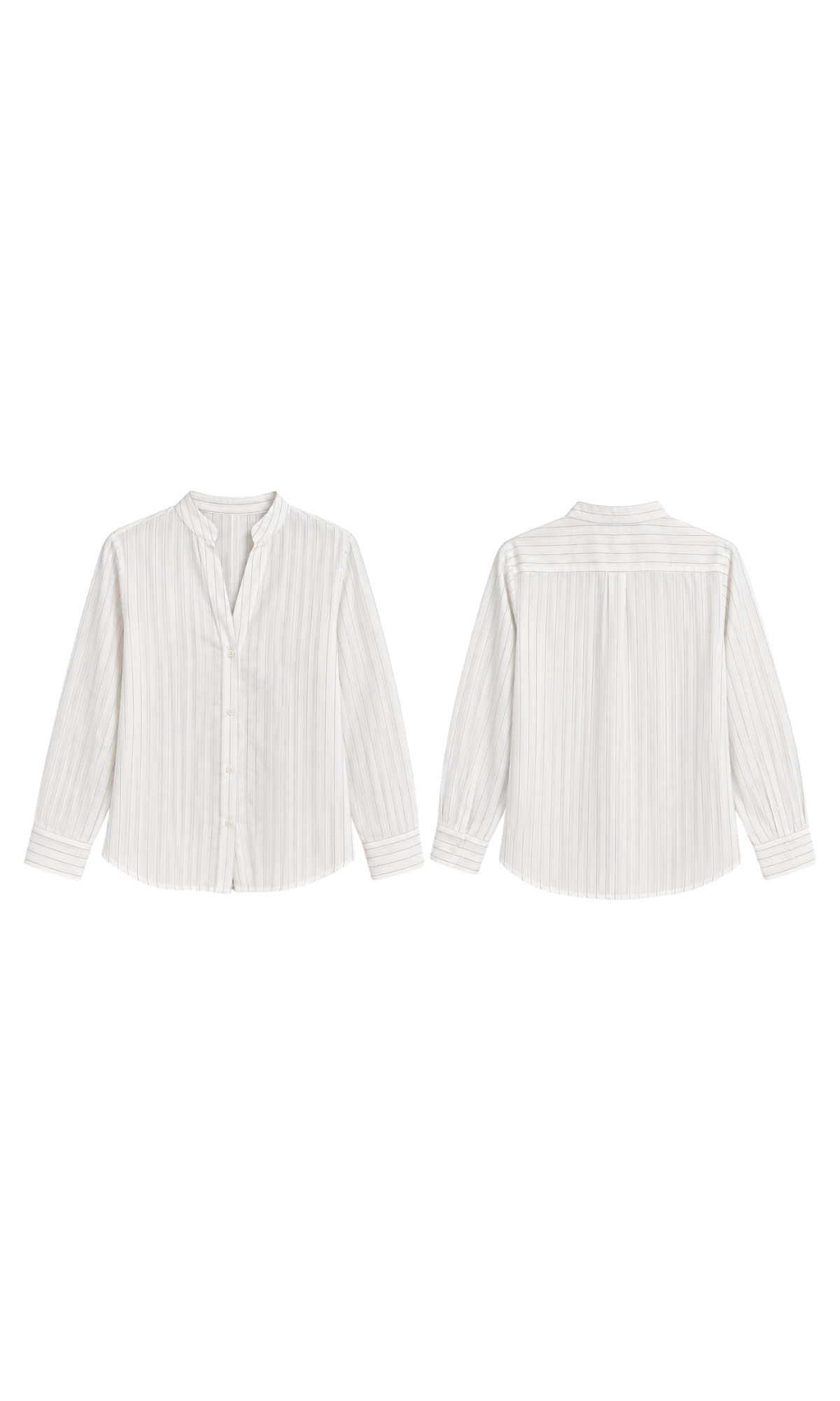 Pinstripe Mandarin-Collar Shirt