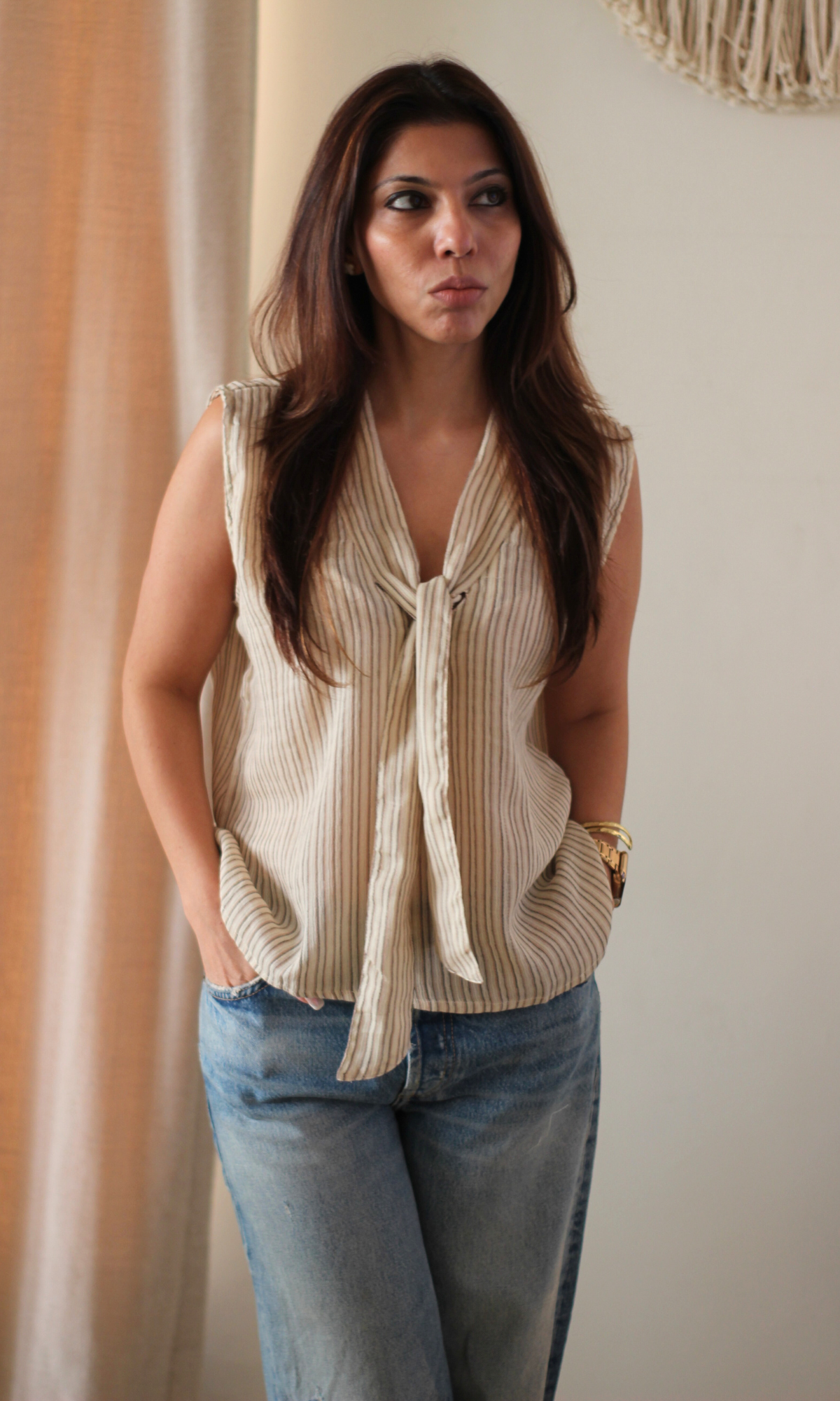 Sandstone Tie-Neck Top