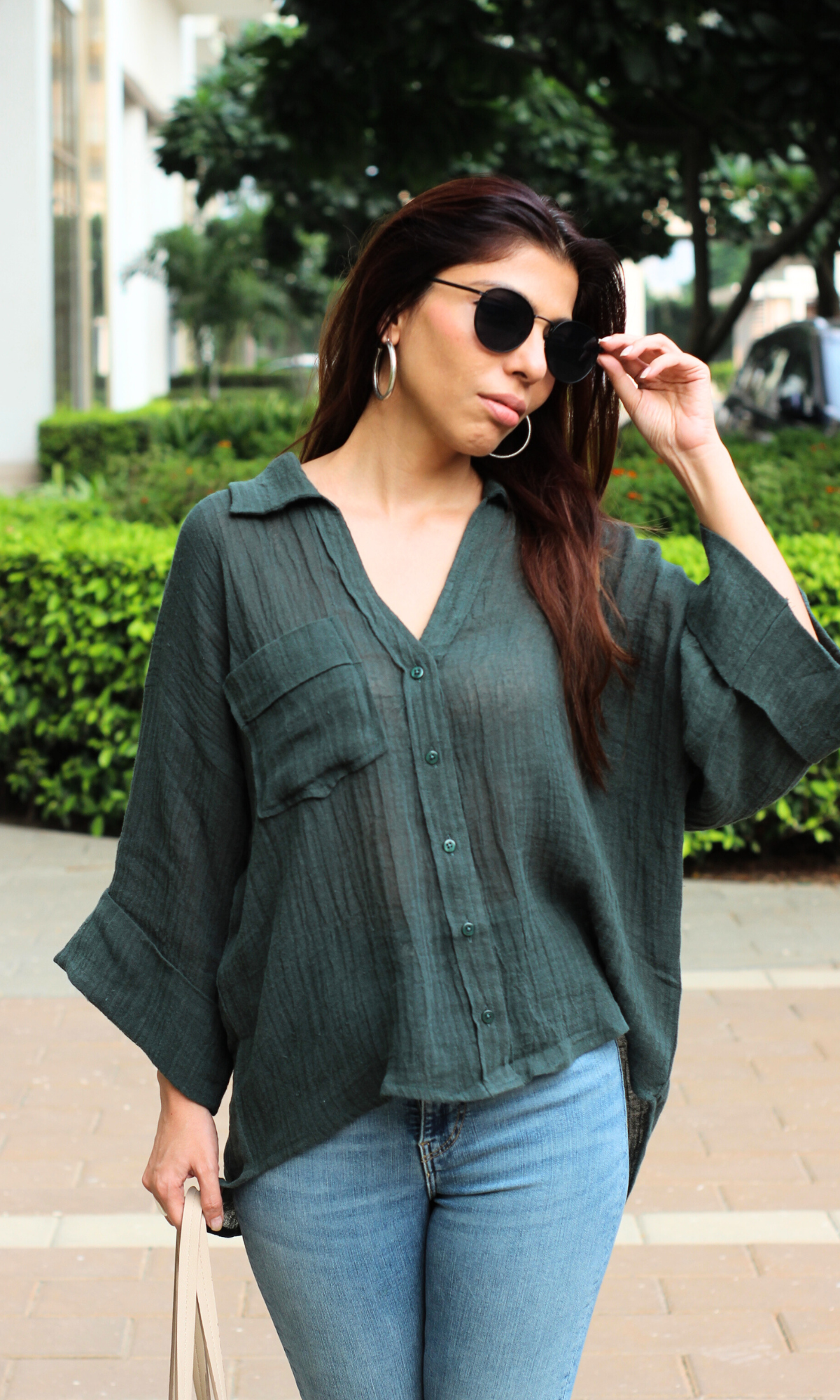 Dark Green Textured Shirt