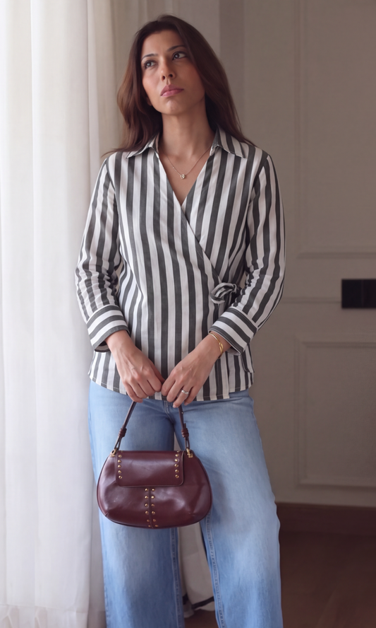 Olive Ivory Stripe Kimono Top