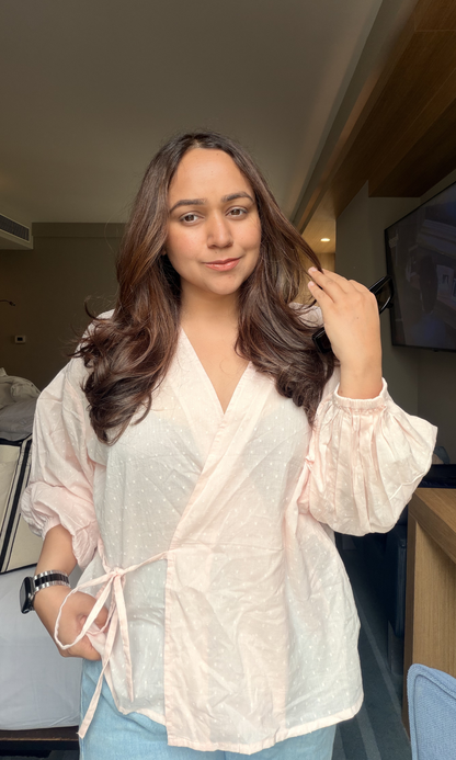 Blush Dobby Wrap Top