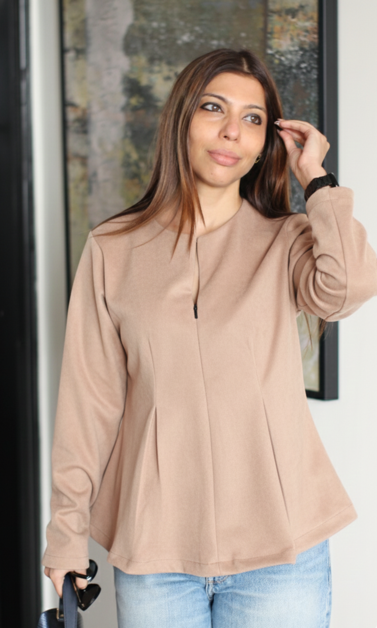 Beige Rose Suede Sleek Top