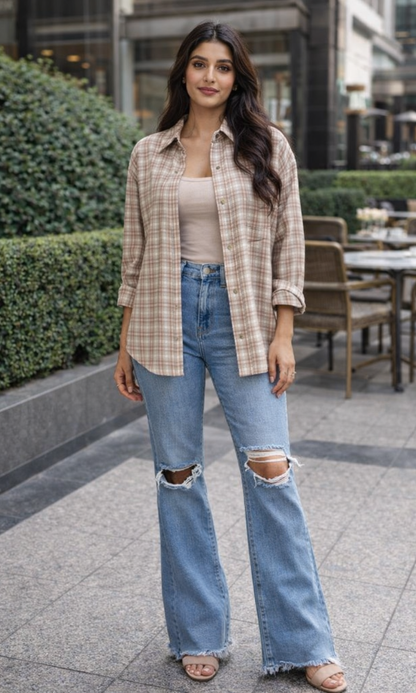 Soft Rose Brew Checked Shirt