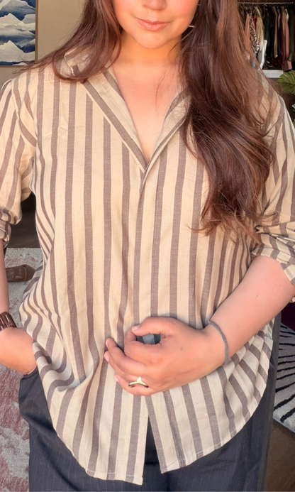 Taupe Smoke Striped Shirt